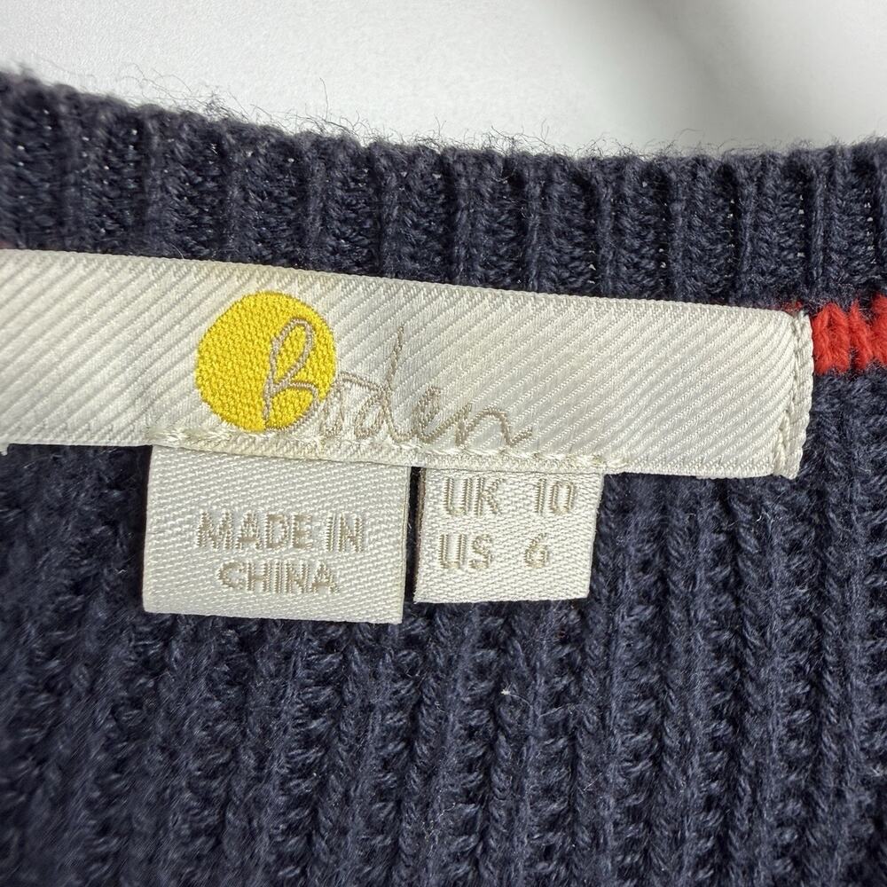 Boden Crewneck Sweater US Size 6 Cotton Ribbed Blue Striped Jumper Nautical Prep - Picture 10 of 10